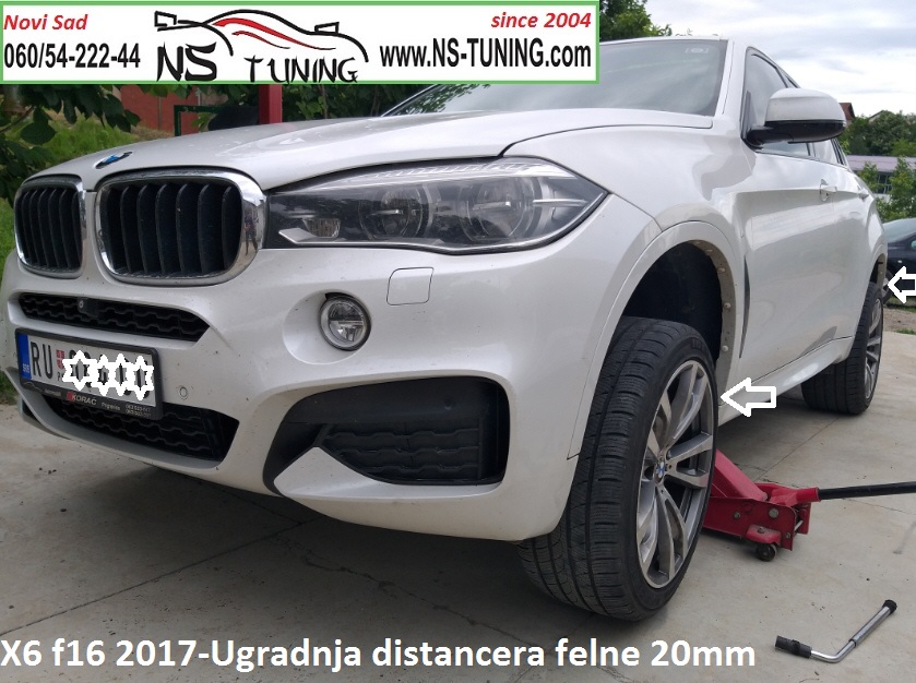 bmw x6 f16 2017 ugradnja distancera felne 5x120 74.1 sraf duzi 14x1.25 novi sad tuning servis